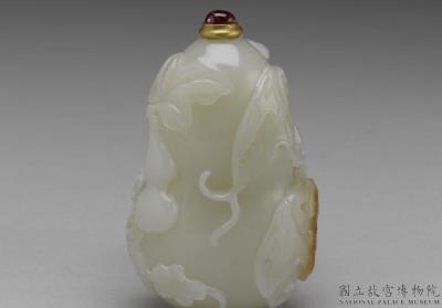 图片[3]-Jade gourd-shaped snuff bottle with a bat decoration, Qing dynasty, 18th century-China Archive